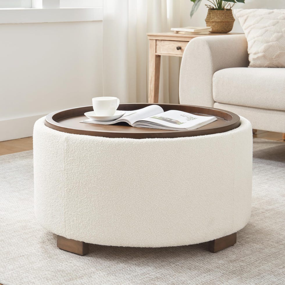 Round Storage Ottoman Coffee Table
