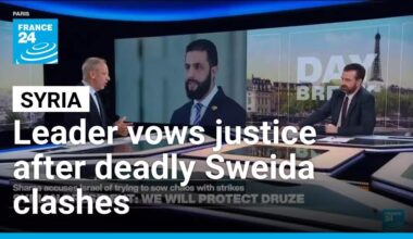 Syrian leader vows justice after deadly clashes in Syria's Druze-majority Sweida • FRANCE 24
