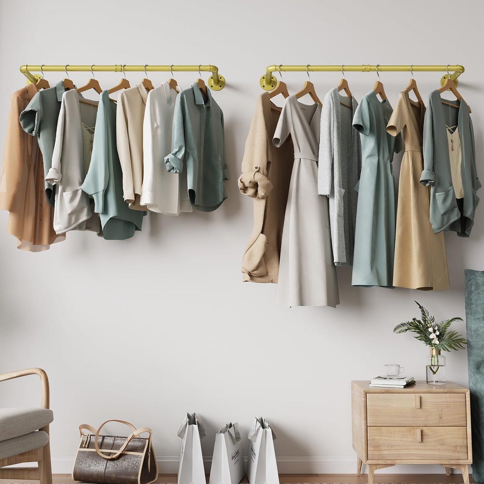 Wall-Mounted Industrial Clothes Rack 
