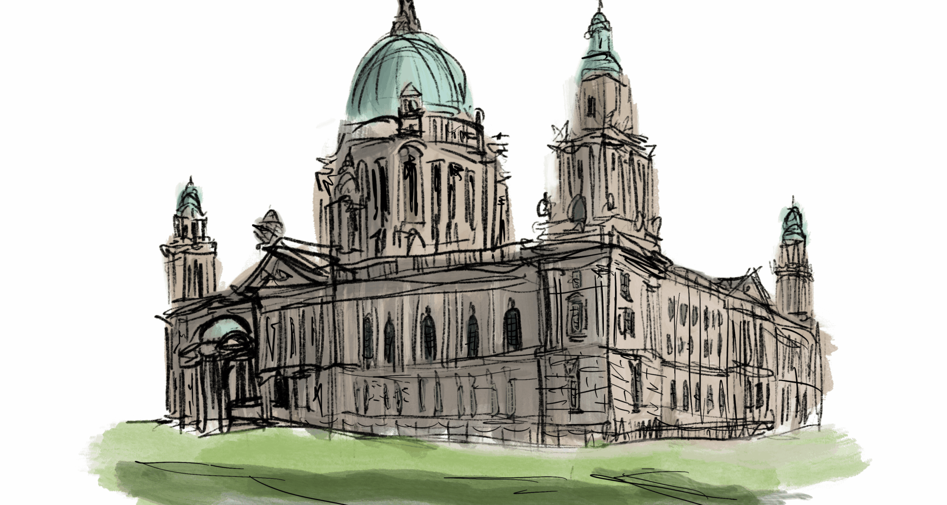 Illustration of Belfast City Hall. Digital. Me.