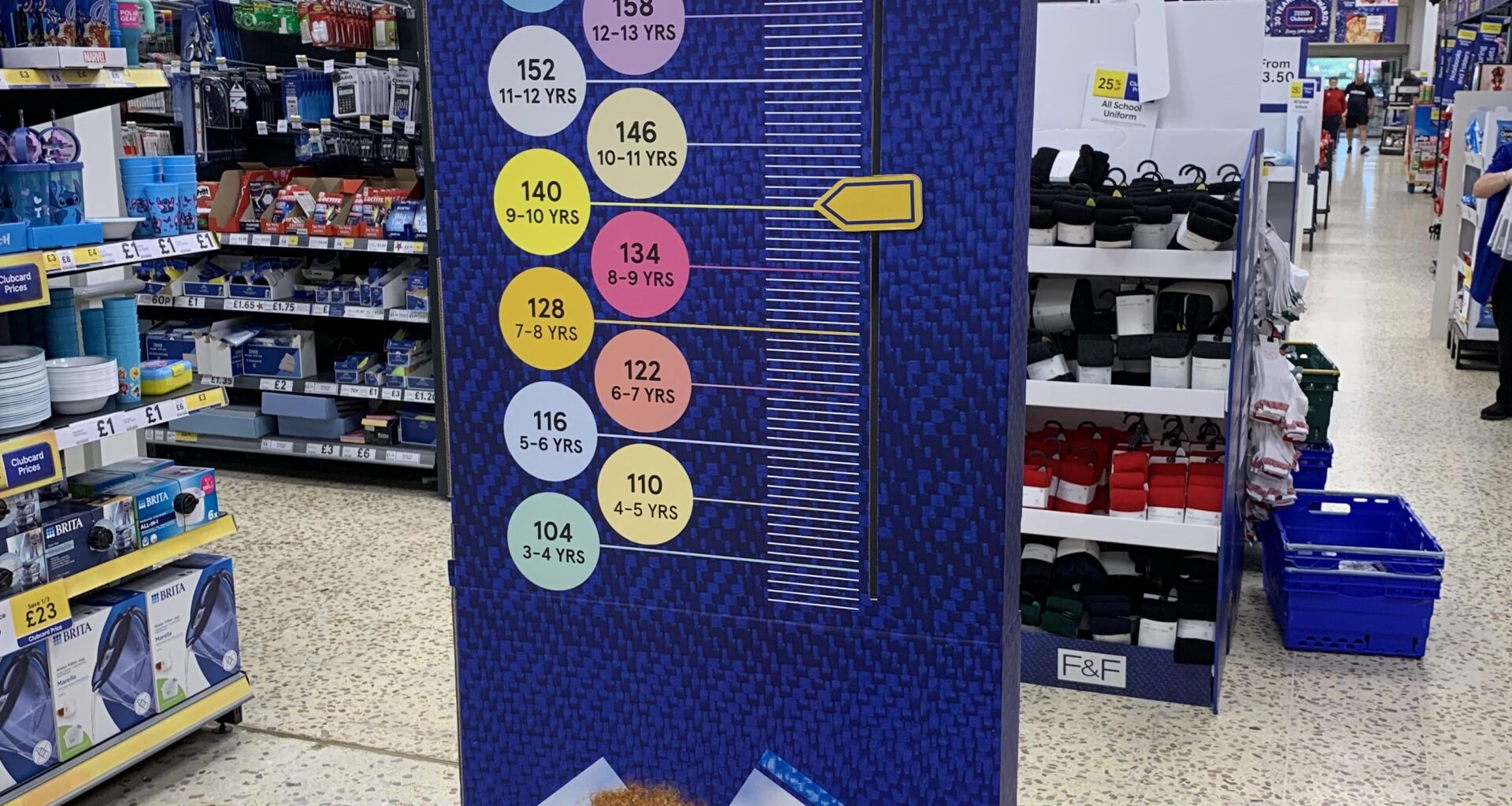 So, according to Tesco’s back to school scale, my 5’5’’ male ass is 13-14 years old.