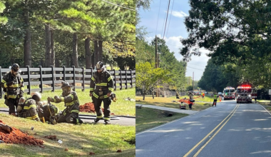 Natural gas leak shuts down road in Huntersville