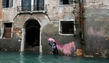 Banksy work The Migrant Child removed from Venetian palazzo for restoration
