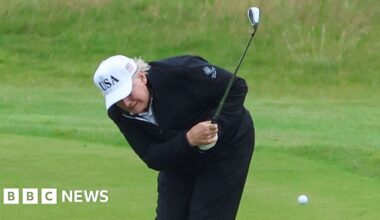 Trump back on the golf course for day two of Scottish visit