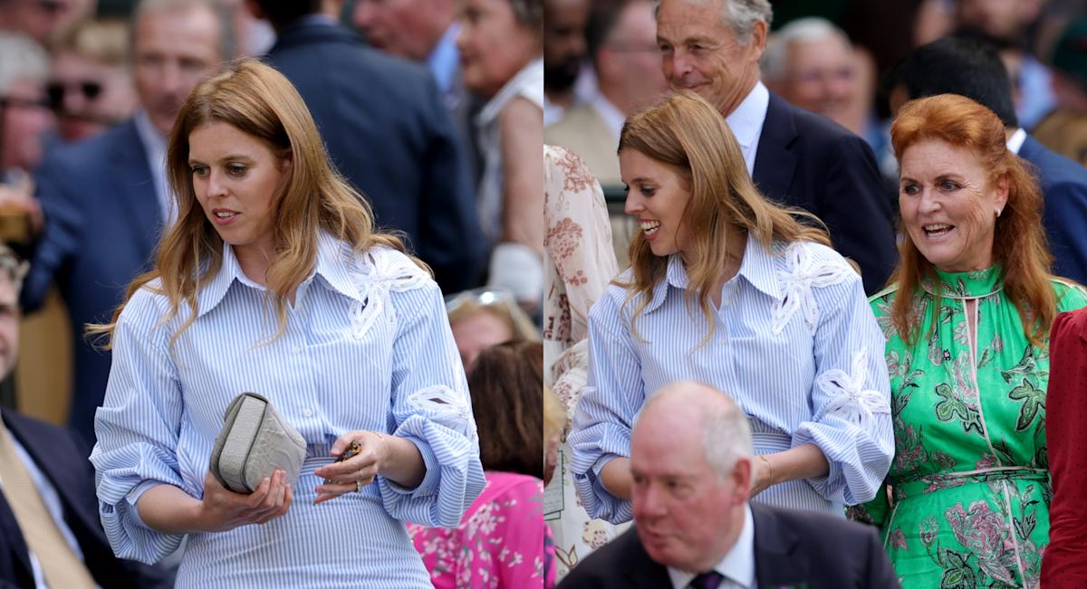 Princess Beatrice Brings Understated Flair in Striped Sandro Look to First Day of Wimbledon 2025