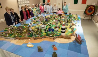 Women in Ireland knitted and crocheted a 12ft by 11ft wool map of Ireland, which took four years to complete