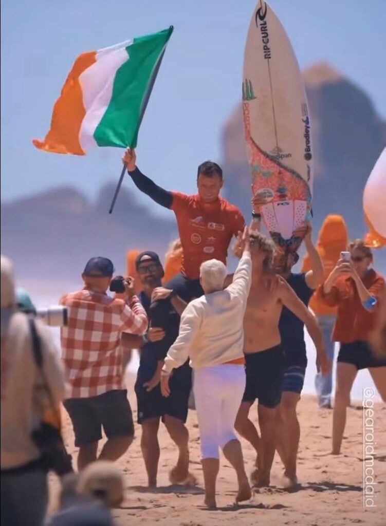 Irish Surfer Gearóid McDaid has just won gold for Ireland at the European Surfing Championships in Portugal 🇮🇪