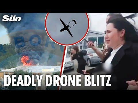 Terrified Russians run for their lives as Putin's 'gun city' is BLITZED by Ukraine drones