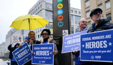 FILE PHOTO: Rally in support of federal workers outside the L'Enfant Plaza Metro Station in Washington