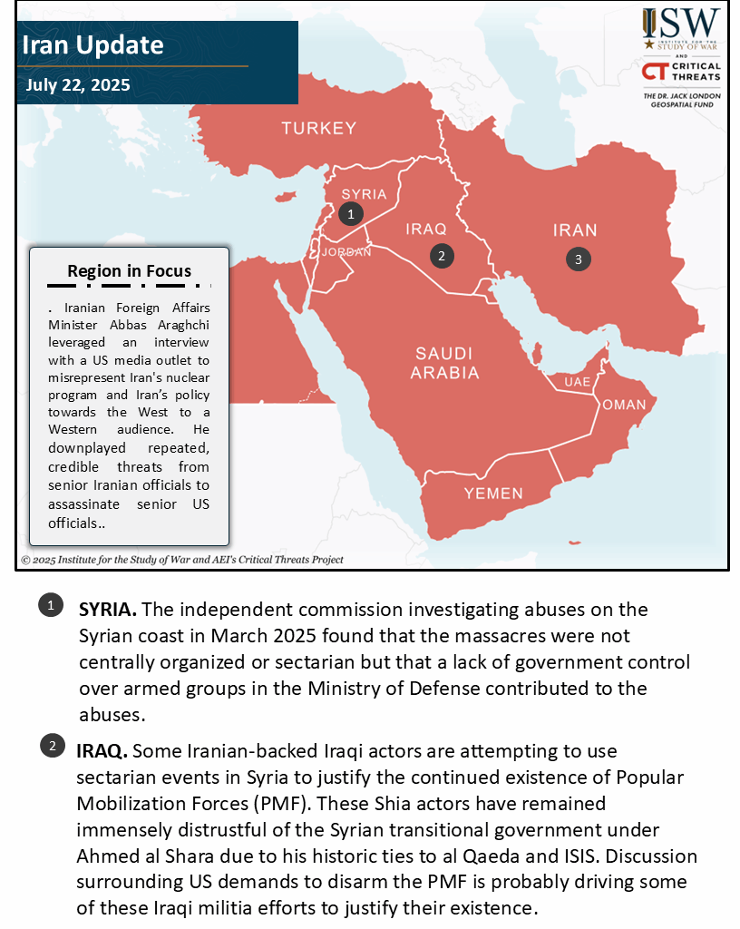 Iran Update, July 22, 2025