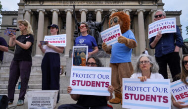 FILE PHOTO: Protest against the university's policies at the Columbia University campus in New York