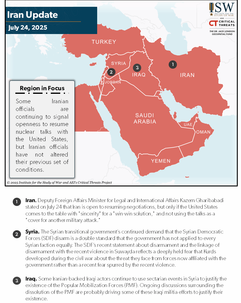 Iran Update, July 24, 2025