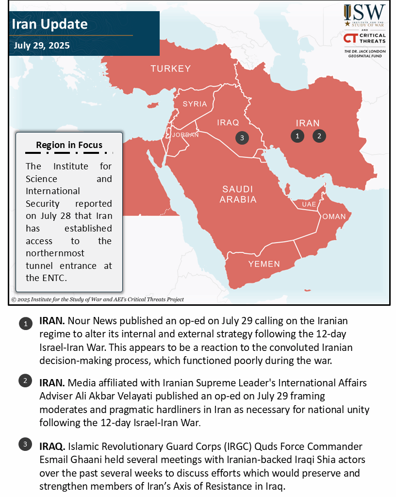 Iran Update, July 29, 2025