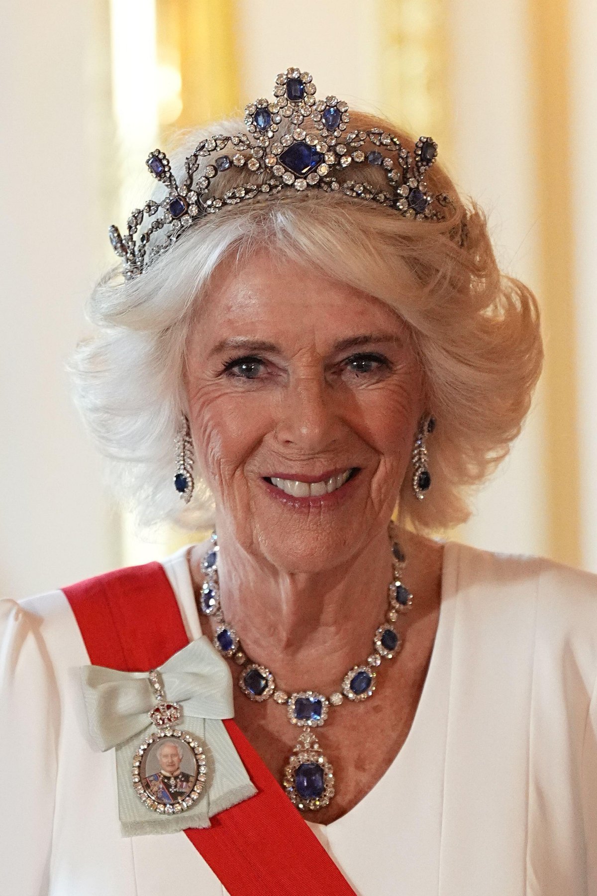 King Charles III and Queen Camilla host a state banquet in honor of the President of France at Windsor Castle on July 8, 2025 (Aaron Chown/PA Images/Alamy)