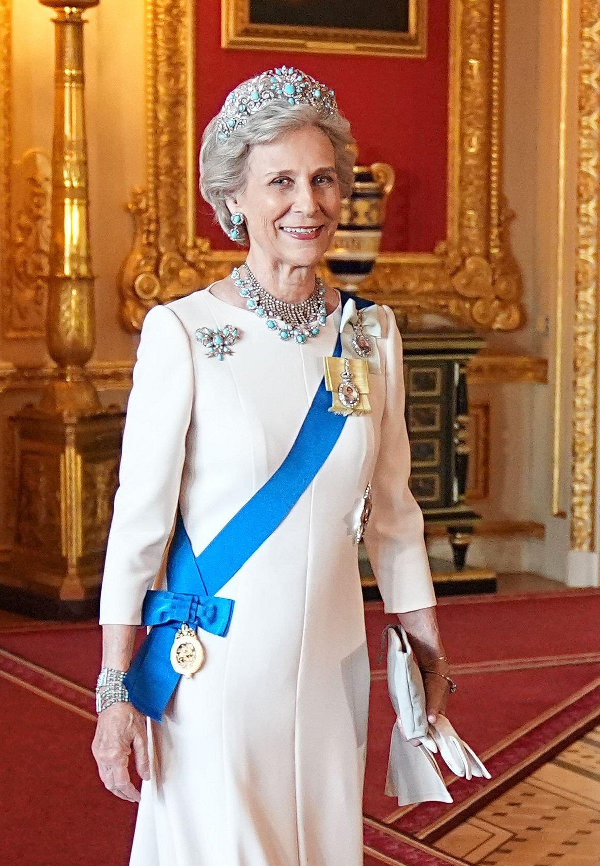 The Duchess of Gloucester attends a state banquet in honor of the President of France at Windsor Castle on July 8, 2025 (Aaron Chown/PA Images/Alamy)