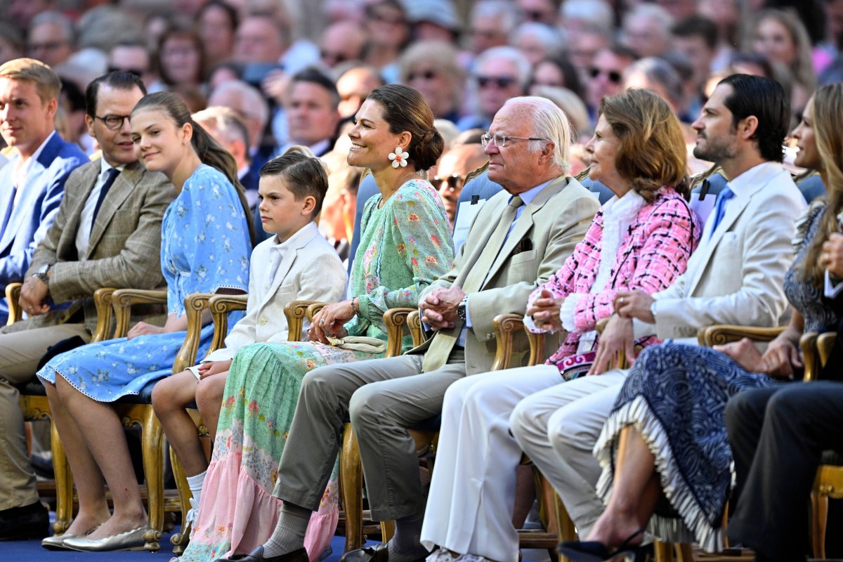 Members of the Swedish royal family attend a concert celebrating Crown Princess Victoria's birthday at the Borgholm Castle ruins on Öland on July 14, 2025 (Mikael Fritzon/TT News Agency/Alamy)