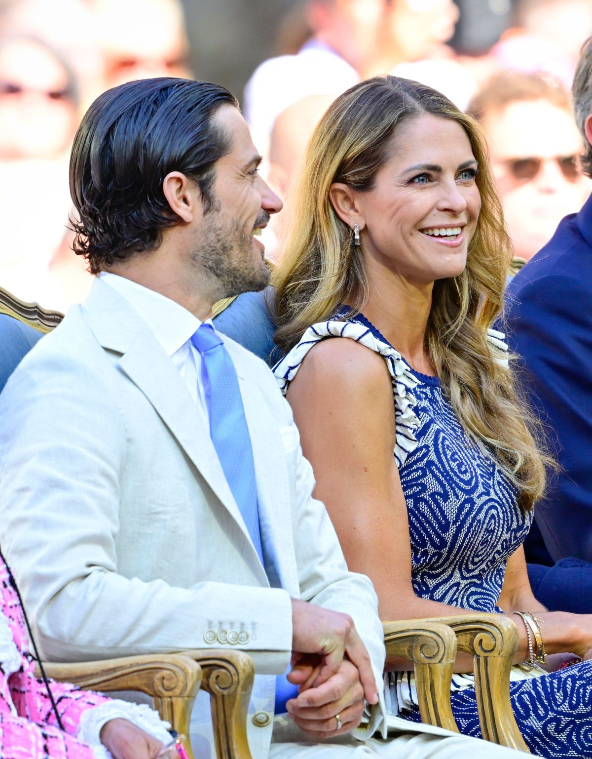 Prince Carl Philip and Princess Madeleine of Sweden attend a concert celebrating Crown Princess Victoria's birthday at the Borgholm Castle ruins on Öland on July 14, 2025 (Jonas Ekströmer/TT News Agency/Alamy)