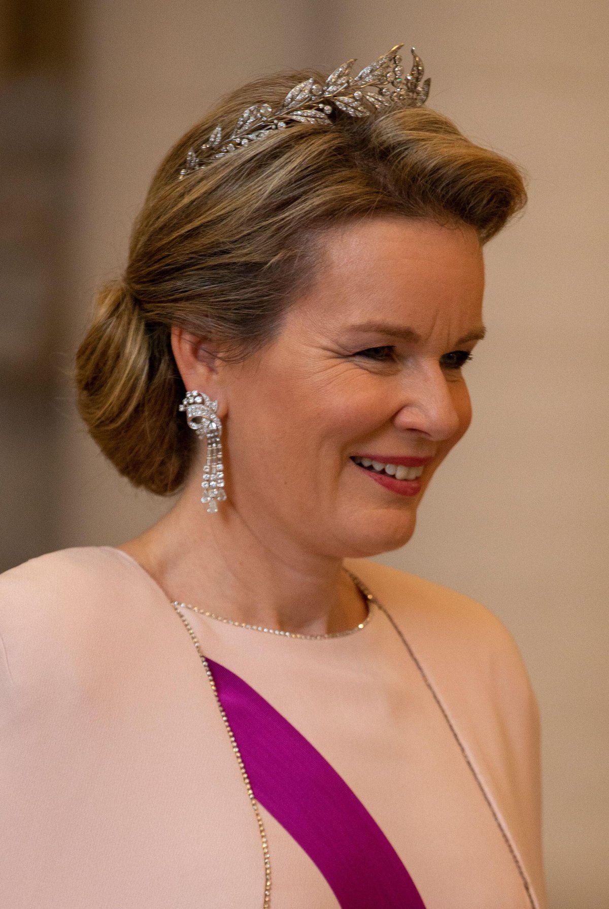 The Queen of the Belgians attends a state banquet in honor of the President of Switzerland at the Royal Palace in Brussels on November 24, 2022 (NICOLAS MAETERLINCK/Belga News Agency/Alamy)