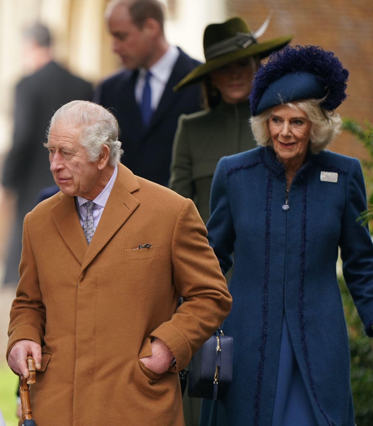 King Charles III and Queen Camilla, with the Prince and Princess of Wales, attend a Christmas Day church service at St Mary Magdalene Church near the Sandringham estate on December 25, 2022 (Joe Giddens/PA Images/Alamy)