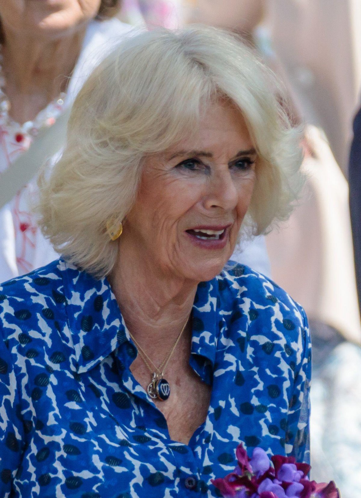 Queen Camilla visits the Garden Museum to open the annual British Flowers Week Exhibition in London on June 8, 2023 (Amanda Rose/Alamy)