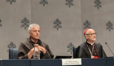 Cardinal Michael Czerny, SJ (right), leads a press conference announcing the Mass for the Care of Creation at the Vatican on Thursday, July 3, 2025.