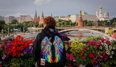 Flowers on a bridge in Moscow, part of the Summer in Moscow event