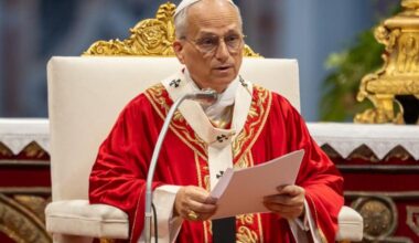 Pope Leo XIV preaches during the June 29 Mass for the Solemnity of Saints Peter and Paul at St. Peter’s Basilica.