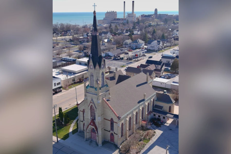 The exterior of St. Boniface Catholic Church in Manitowoc, Wisconsin.