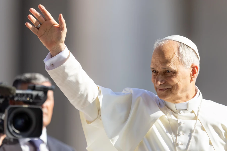 Pope Leo XIV greets pilgrims at the Wednesday general audience in St. Peter’s Square on June 25, 2025.
