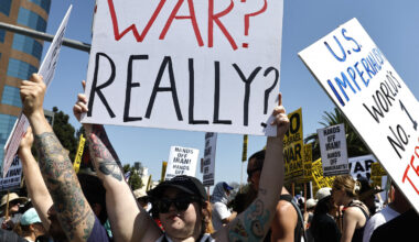 War wary: Demonstrators gather outside the Wilshire Federal Building during a rally opposing the United States' strikes on Iran on June 22 in Los Angeles, California, the United States. The US overnight dropped a series of bombs on several alleged nuclear facilities in Iran, joining Israel's ongoing strikes within the country. Iran responded with a barrage of missiles at Israel and promised retaliation against US interests in the region.