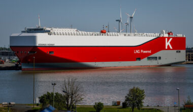 The car carrier ship Oceanus Highway is moored at the harbor of Bremerhaven, northern Germany, on June 12, 2025. Bremerhaven is the biggest German port for the automotive industry and the second-largest container port of Germany and thus a hub for a wide range of im- and export products.