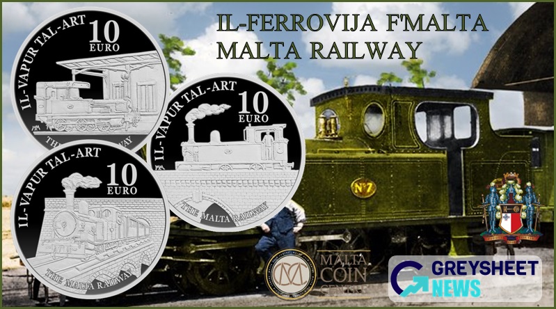 enlarged image for Malta. New Three-Coin Silver Proof Set Highlights the History of Early Rail Travel