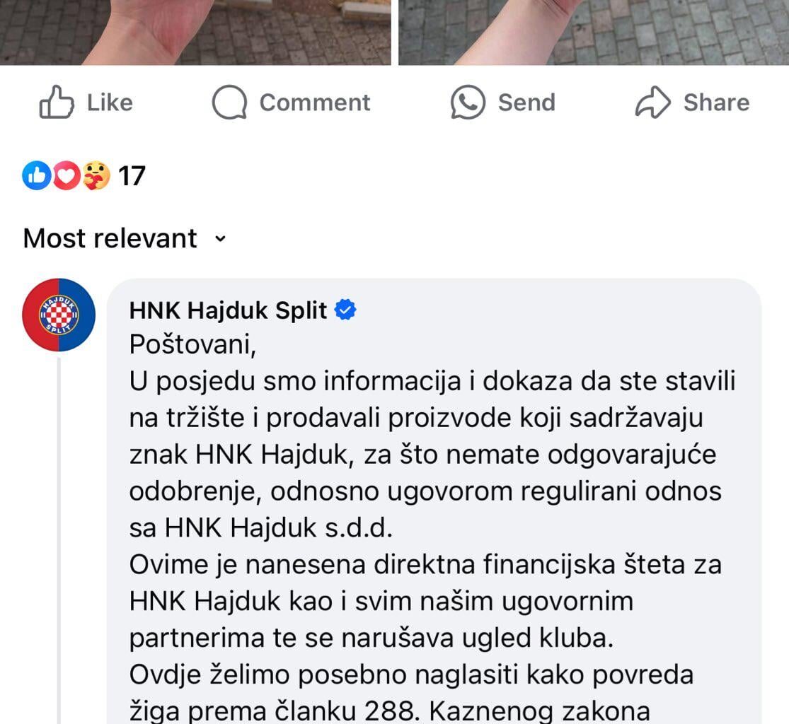 Ovo prozivanje male obrtnice sa službenog profila je prejadno