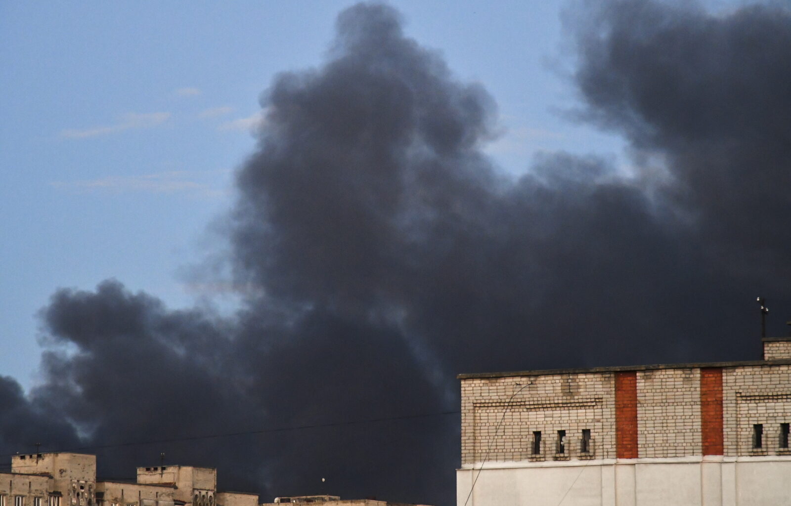 The smoke clouds rise in the sky after the overnight attack in Lviv, Ukraine, 12 July 2025, amid the Russian invasion.
