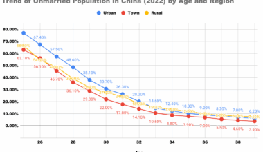 [OC] Trend of Unmarried Population in China (2022) by Age and Region
