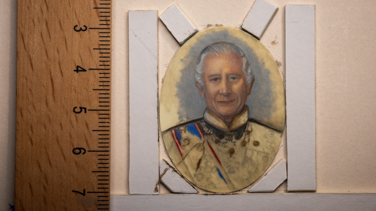 Miniature portrait of King Charles to be worn at state banquet