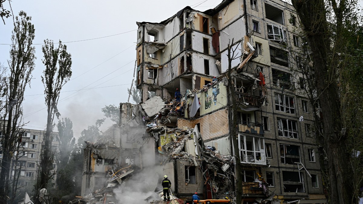 six dead including a child after strikes in Kyiv
