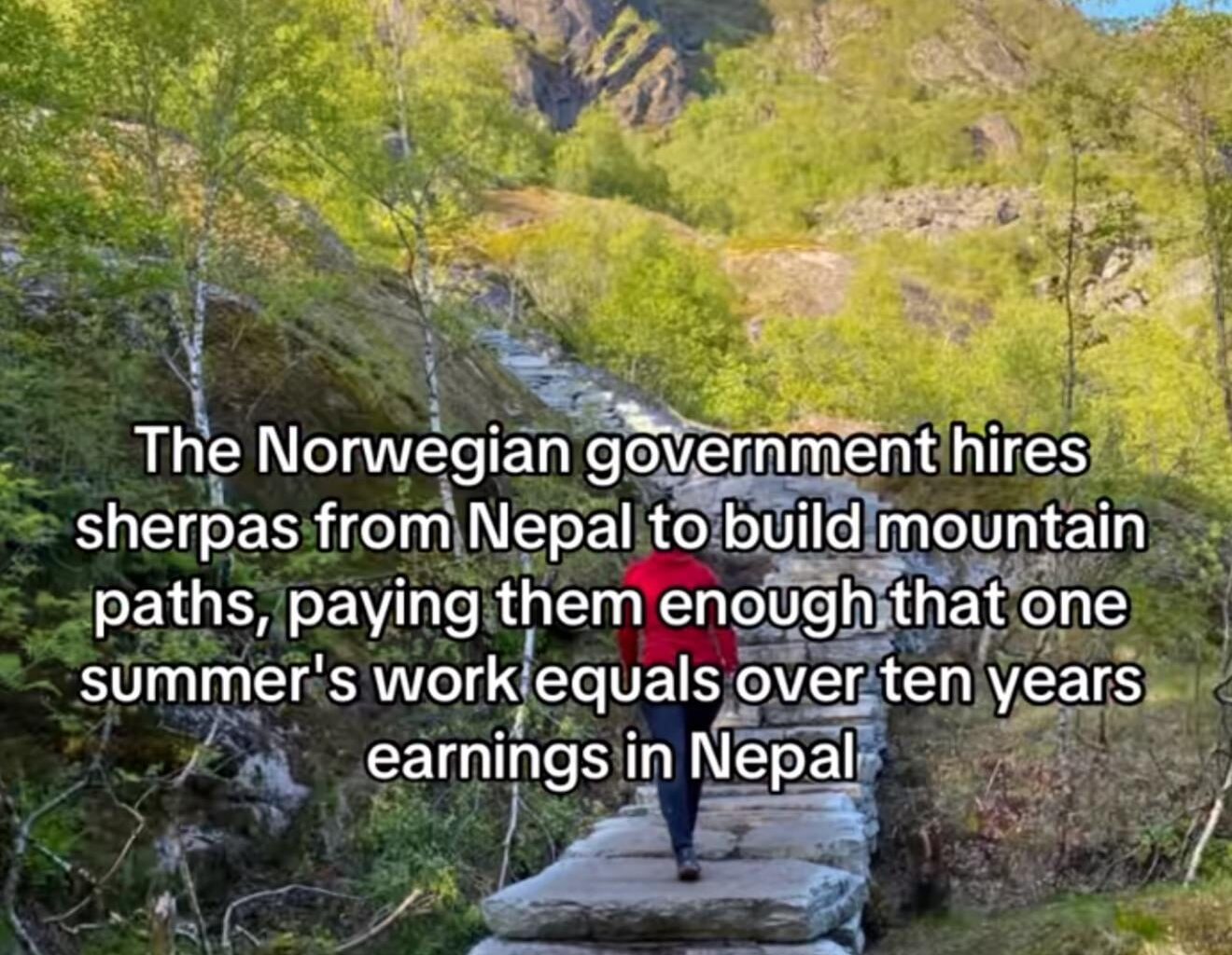 In Norway, “Sherpa stairs” refers to stone trails built in mountainous areas, often by Nepali Sherpas. They’re known for blending into the landscape, preventing erosion, and making hiking routes more accessible.