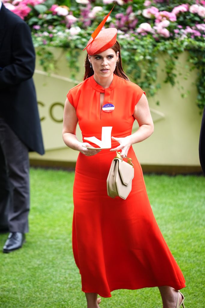 Princess Eugenie in red at Royal Ascot
