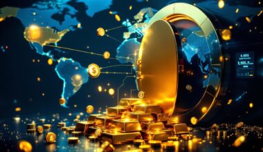 Central banks buying gold, illustrated concept.