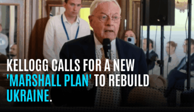 After meeting with Zelenskyy, Keith Kellogg called for a Marshall Plan for Ukraine. He called for a truce and a thorough reconstruction effort to confront Russia's "murder on an industrial scale" and decried its war.