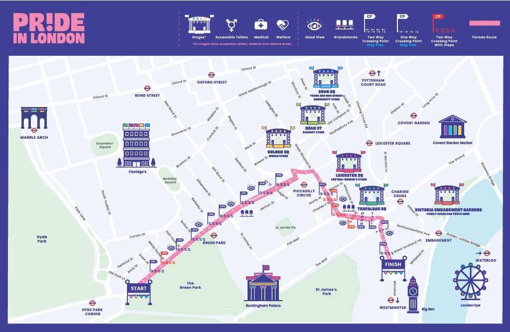 Happy London Pride for those enjoying the day tomorrow. Here's the parade route and stage locations for the event.