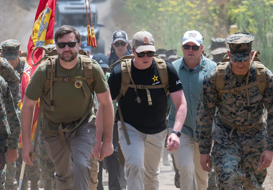 Marines with Headquarters and Support Battalion,
Camp Pendleton, hiked with the Vice President of the United States, the Honorable JD Vance, at MCB Camp Pendleton, California, July 11, 2025 (PHOTO: Vice President J.D. Vance)