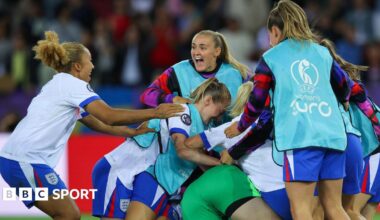 A graphic that reads 'Follow our women's football TikTok' with a picture of a mobile phone