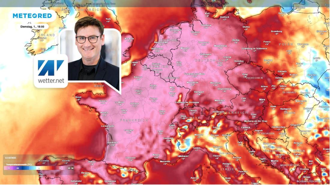 Wetterkarte zeigt die Temperaturanomalien in Europa.