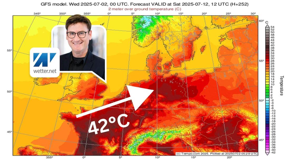 Die Wetterkarte zeigt die Tageshöchstwerte vom 12. Juli 2025. 