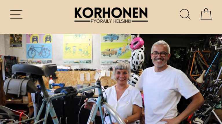 Kuvitteellisen pyöräilyliikkeen huijausmainos.