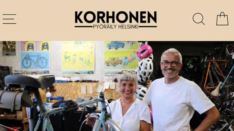 Kuvitteellisen pyöräilyliikkeen huijausmainos.