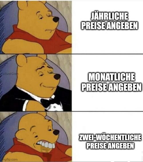 Fast alle Fitnessstudios in meiner Nähe machen diesen Scheiss, nur damit die Zahl kleiner aussieht