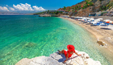 Tourist At The Beach Near Vlore In Albania